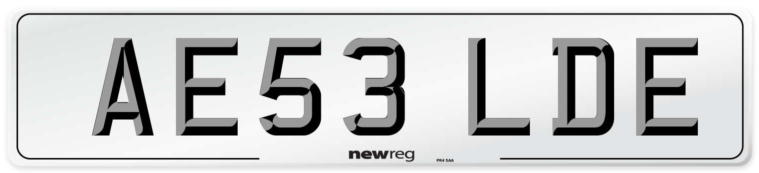 AE53 LDE Number Plate from New Reg